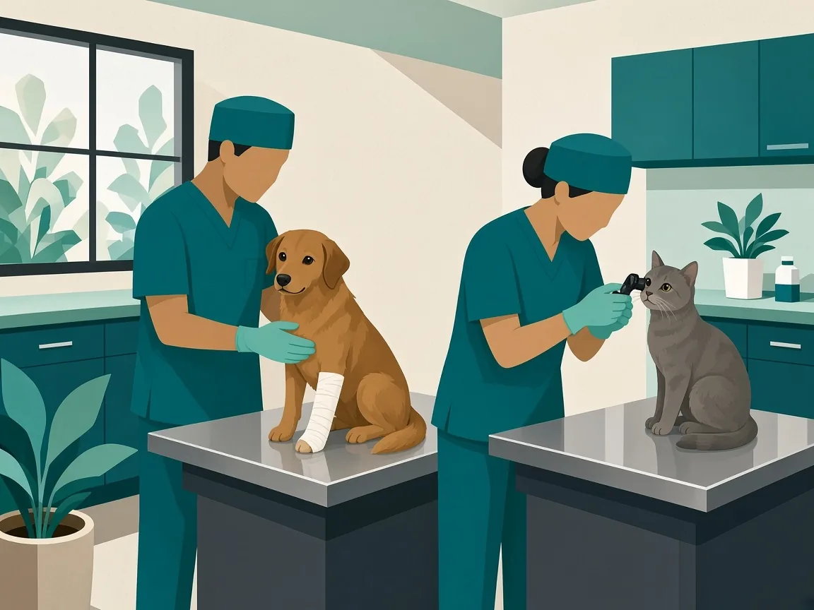 Illustration of specialty orthopedic and ophthalmic veterinary care