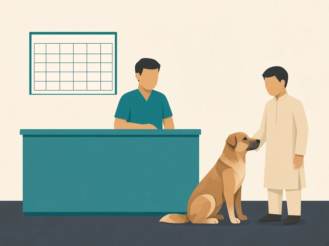 Illustration of booking a visit at an SKS reception desk