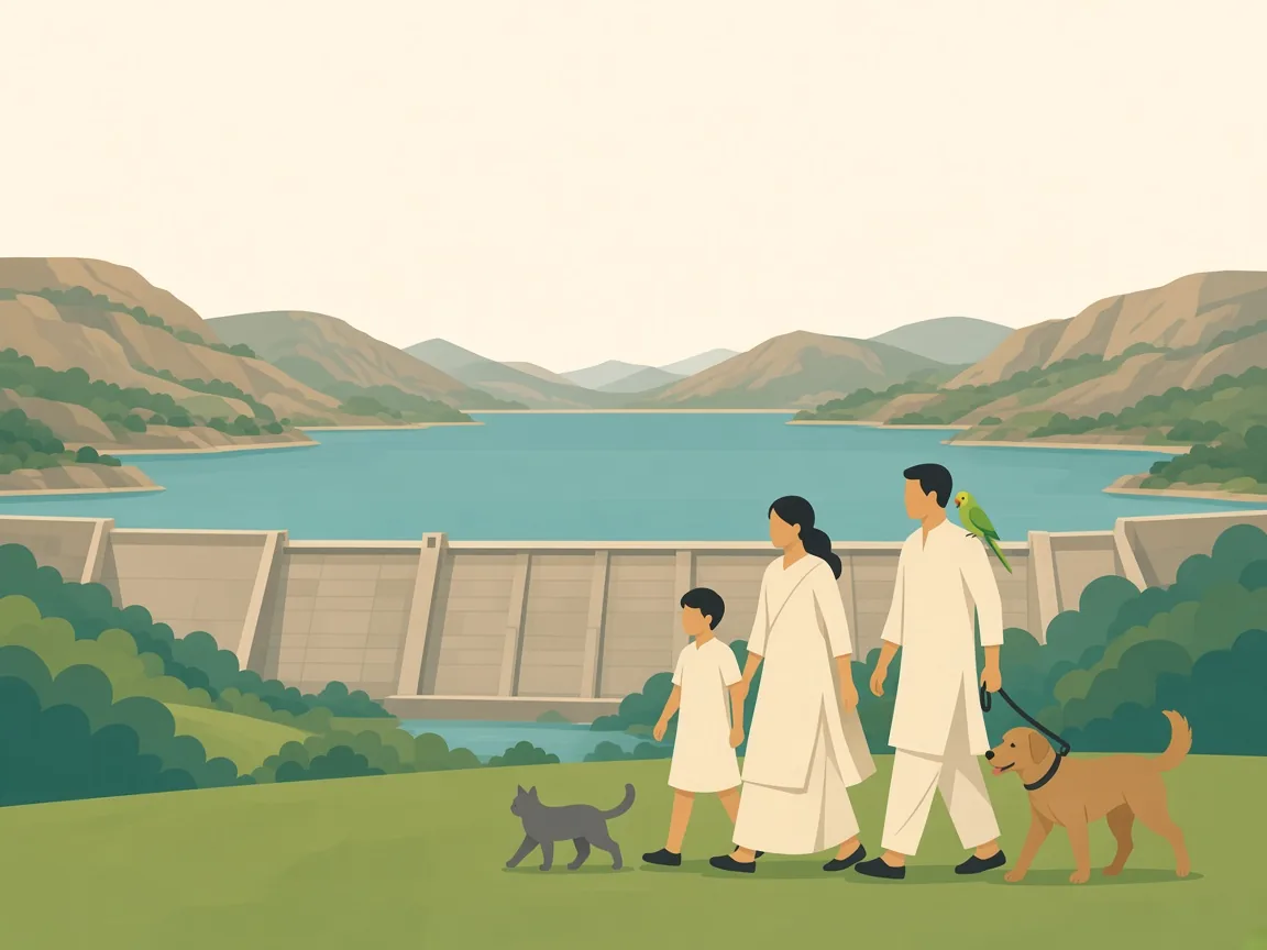 Illustration of pets at Kelavarapalli Dam near Hosur