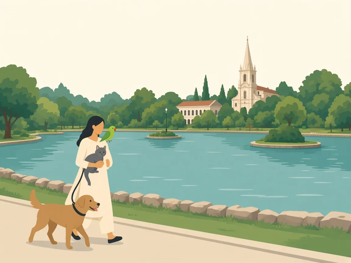 Illustration of pets along Ulsoor Lake near Indira Nagar, Bengaluru