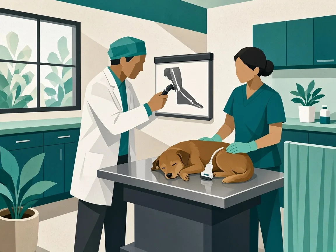 Illustration of specialty orthopedic and cardiac veterinary care